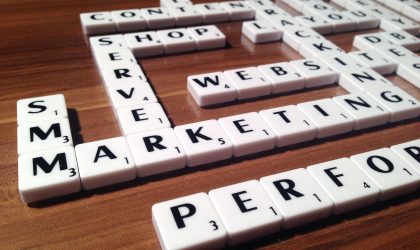 Search Engine Marketing Digital marketing related words spelt out using Scrabble letters