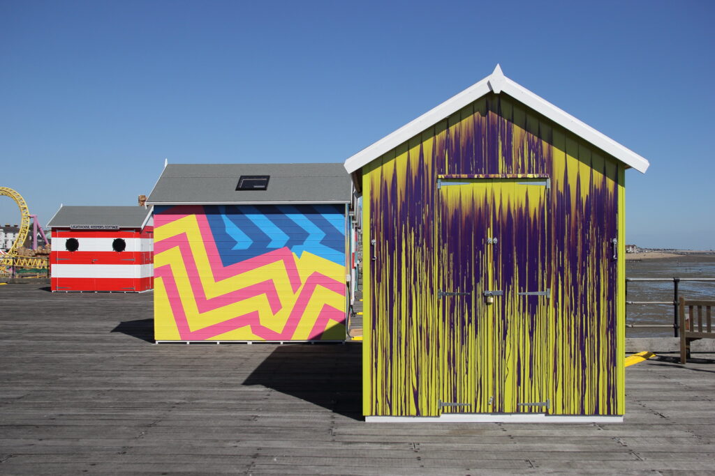 Photograph of colourful beach huts