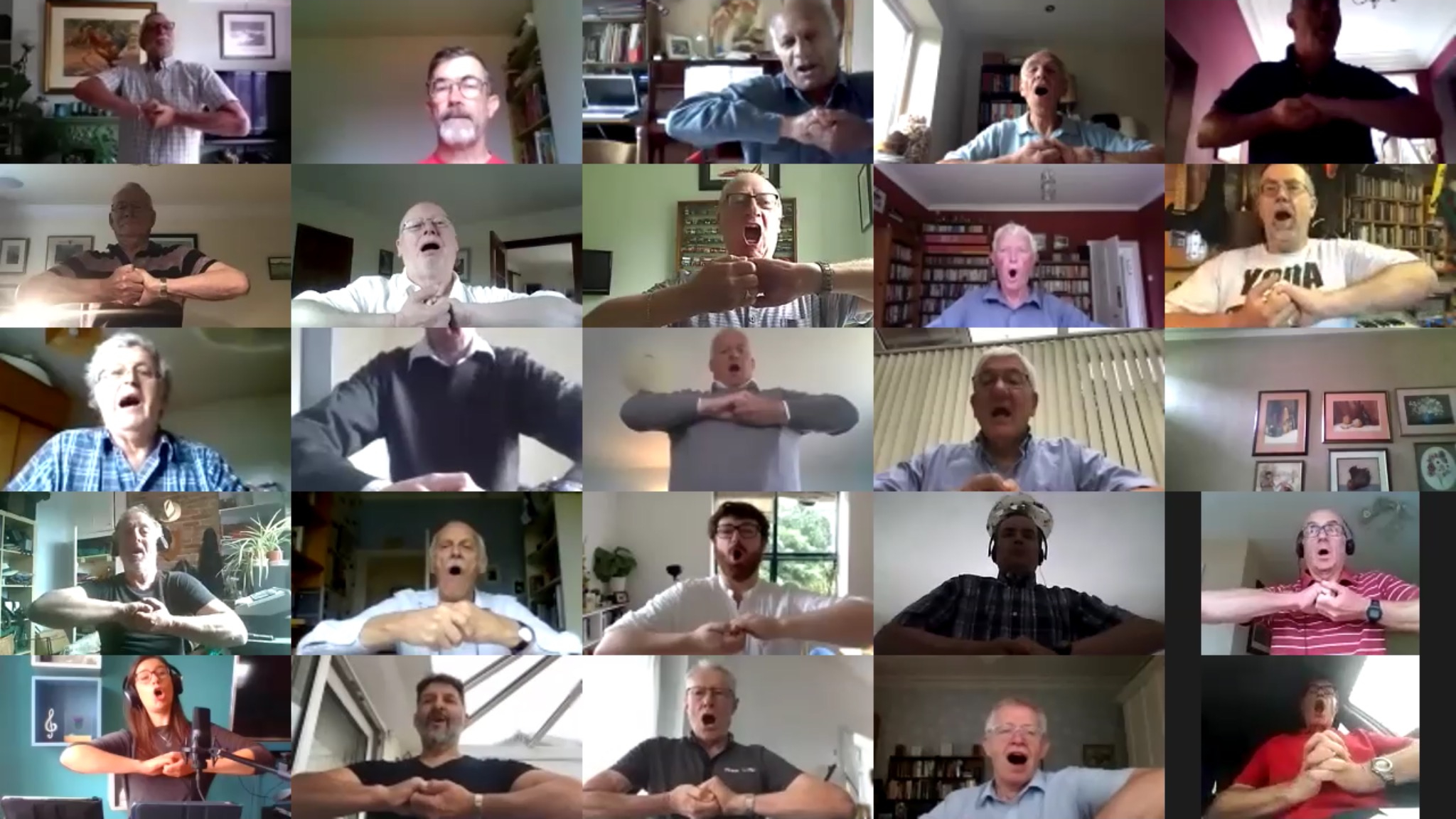 Screenshot of a zoom session with multiple people taking part in Opera North's 'Couch to Chorus'