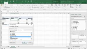 Screen shot of the Pivot Table function 