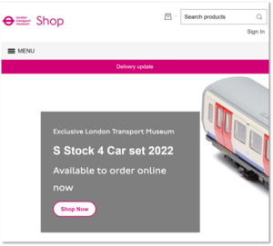 Snapshot of London Transport Museum shop website