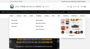Snapshot of the Tank Museum Shop website