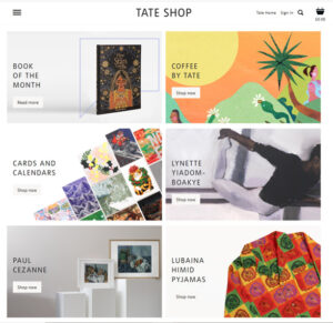 Snapshot of Tate Shop website