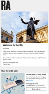 Royal Academy welcome email