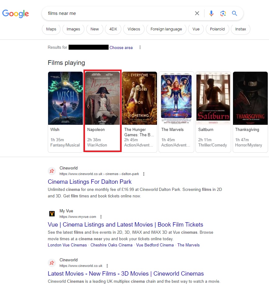 screengrab of Google search results page