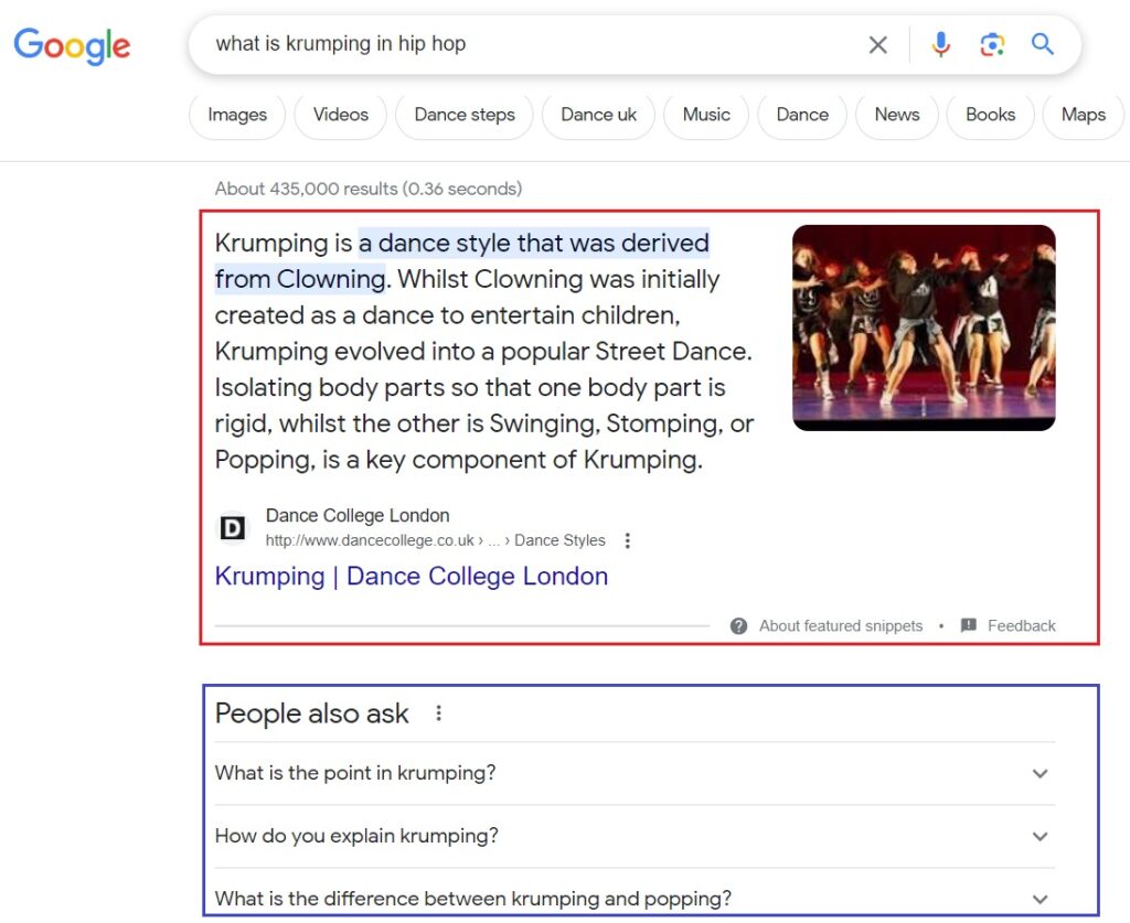 screengrab of Google search results page