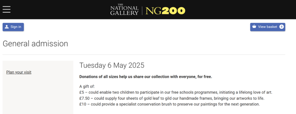 Screengrab from The National Gallery website